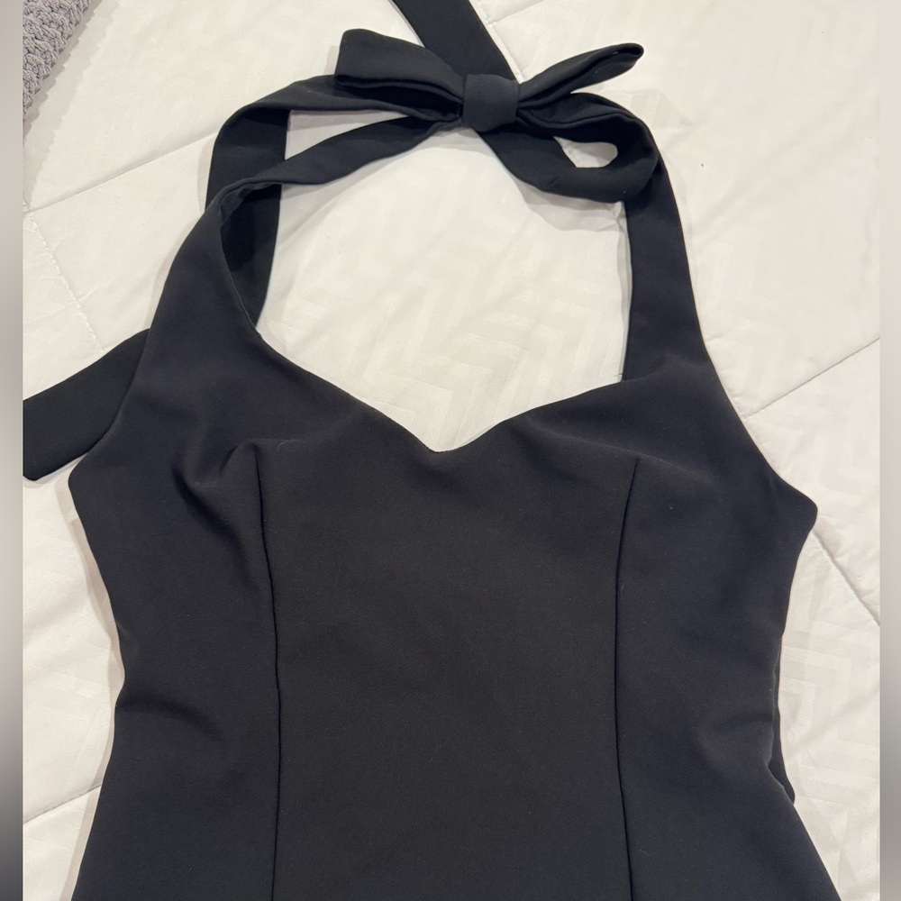 Zara Classic Black Halter Top With Bow